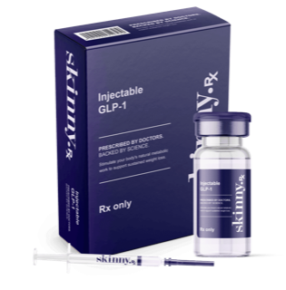 SkinnyRx injectable GLP-1 vial, box and syringe